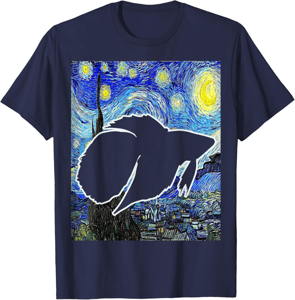 Betta Fish Starry Night Betta Fish Aquarist Fighting Fish T-Shirt - Navy Blue