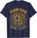 Farm Hair Dont Care Farming Sunflower Country Girl T-Shirt - Navy Blue