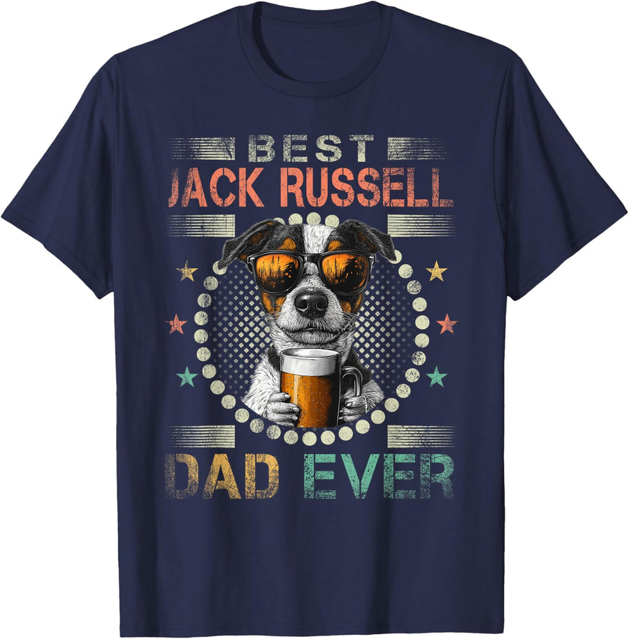 jack russell Dad Dog Owner Funny jack russell Dog Lover Dad T-Shirt - Navy Blue