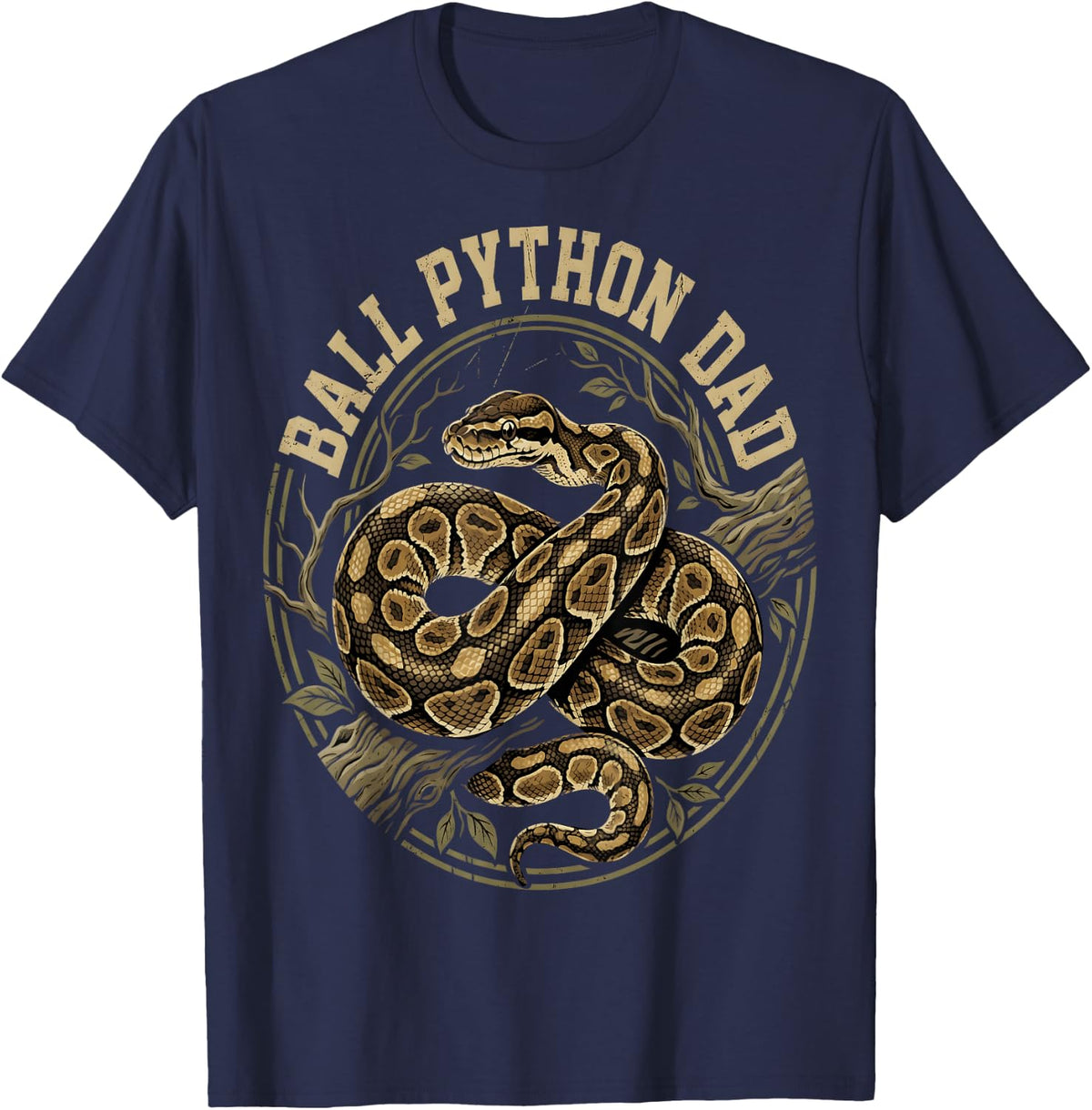 Ball Python Dad Vintage Snake Reptile Owner T-Shirt - Navy Blue