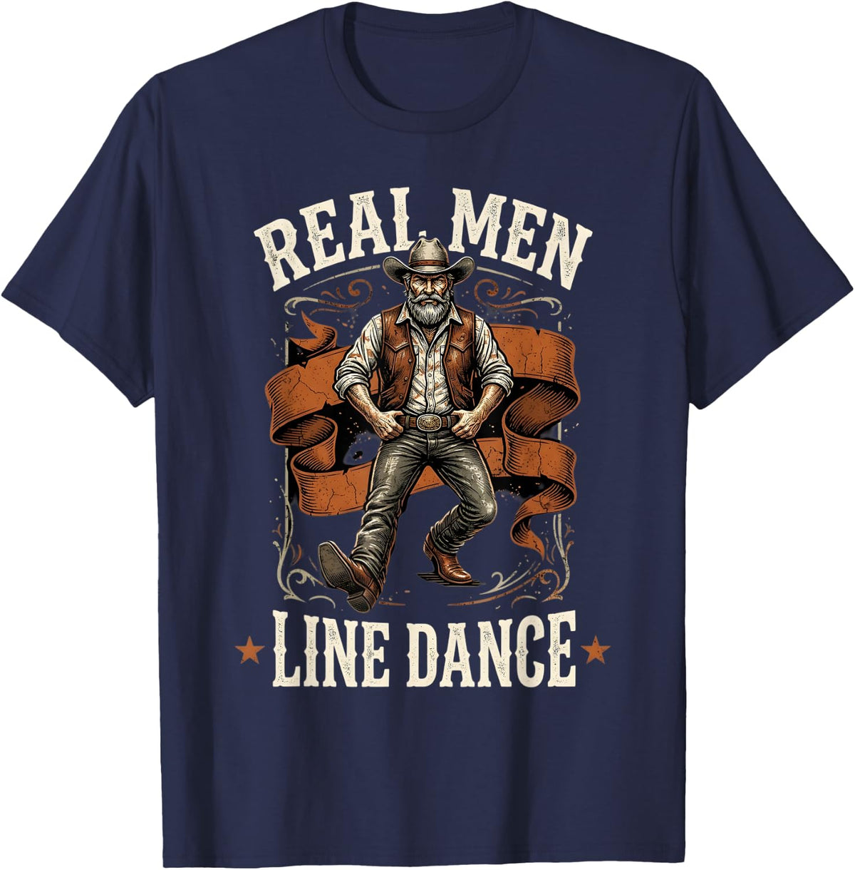 Line Dancing Men Line Dancer Line Dance T-Shirt - Navy Blue