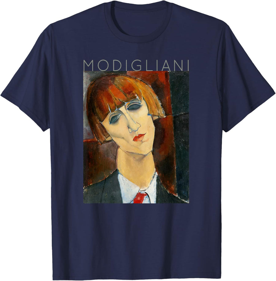 Amedeo Modigliani Madame Kisling Painting Ideas for Artists T-Shirt - Navy Blue