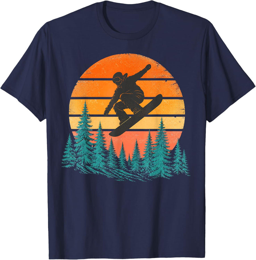 Vintage Snowboarder T-Shirt - Navy Blue