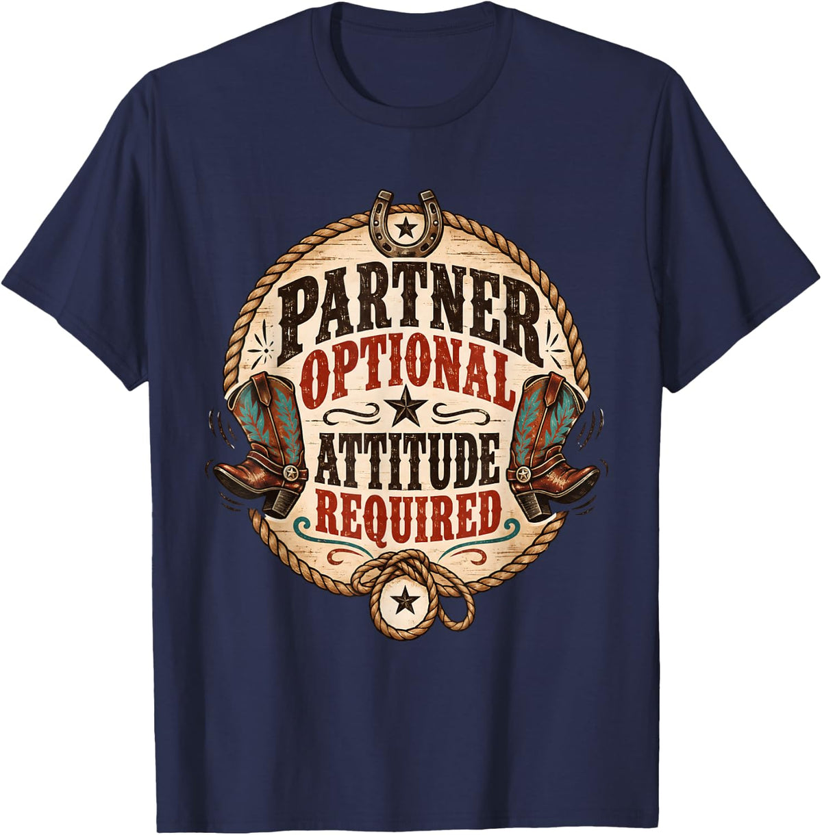 Partner Optional Attitude Required Line Dancing T-Shirt - Navy Blue