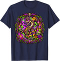 Ball Python Snake Skulls Skeletons Spooky Scary Horror T-Shirt - Navy Blue