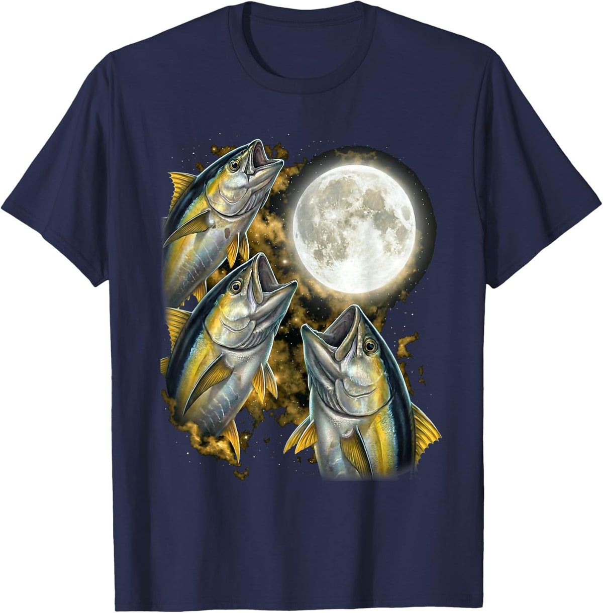 Howling Fish Yellow Fin Tuna Angling Graphic T-Shirt - Navy Blue