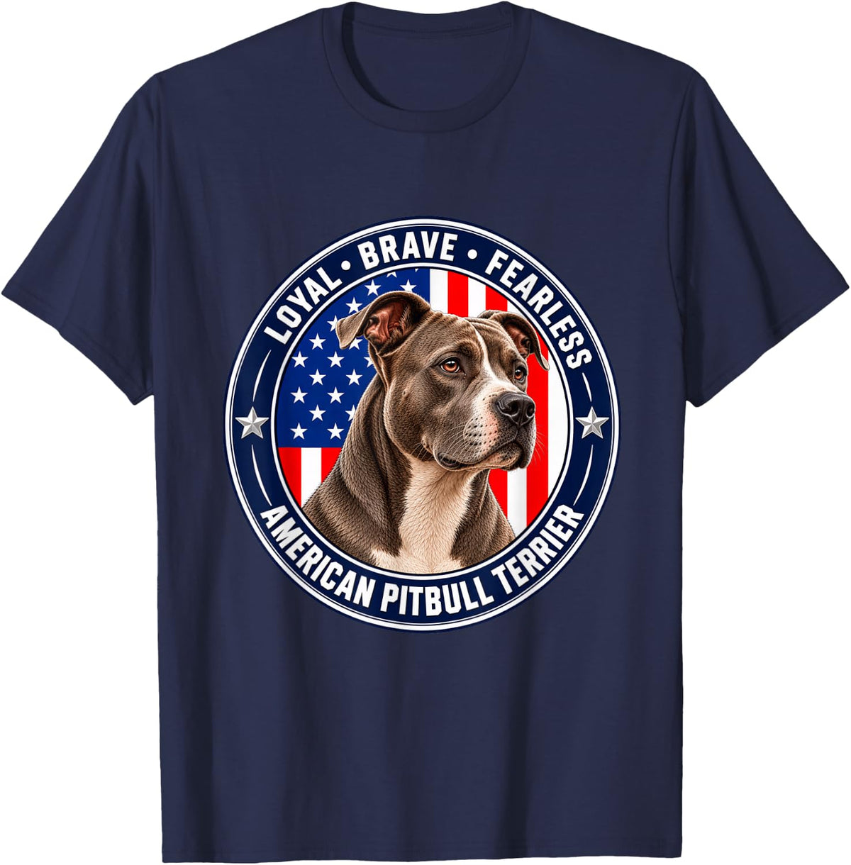 American Pit Bull Terrier Dog Lover Patriotic USA Flag T-Shirt - Navy Blue