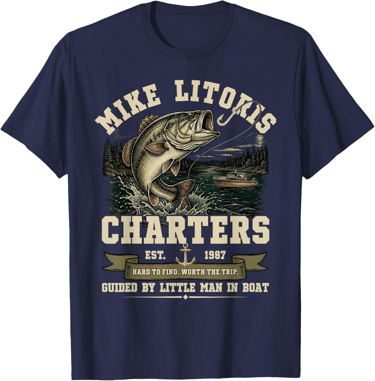 Funny Adult Humor T-Shirt Mike Litoris Innuendo Joke Gag Gift Tees for Men - Navy Blue