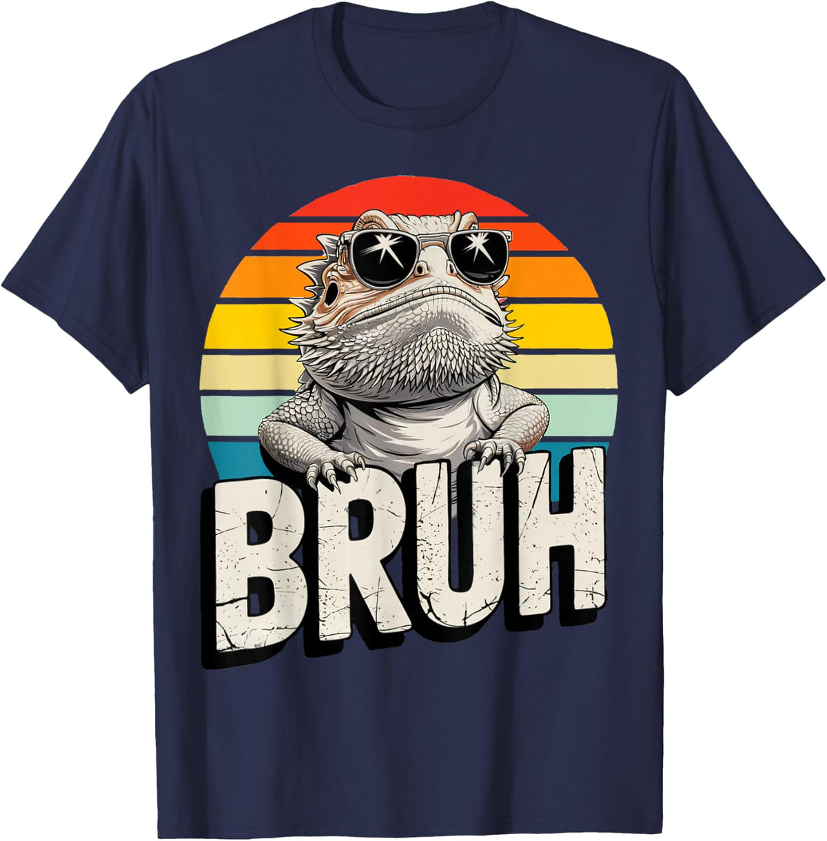 Gaming Bearded Dragon Bruh Retro Lizard Bruh Kids Boys Girls T-Shirt - Navy Blue