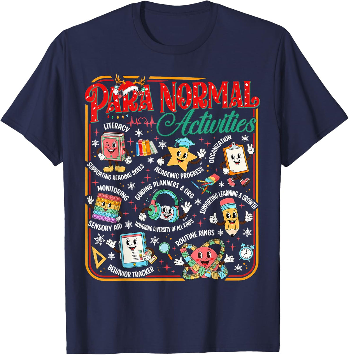 para Normal Activities Paraprofessional Christmas Teacher T-Shirt - Navy Blue