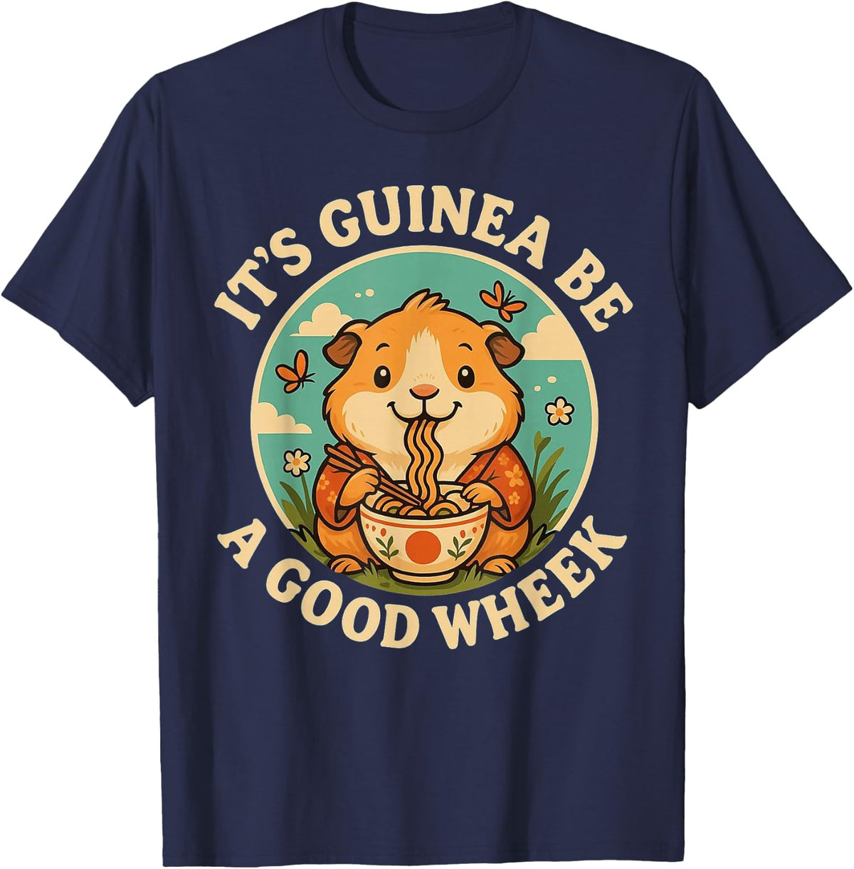 Cute Guinea Pig T-Shirt - Navy Blue