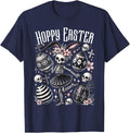 Hoppy Easter Bunny Skeleton Dancing Spooky Easter Gothic T-Shirt - Navy Blue