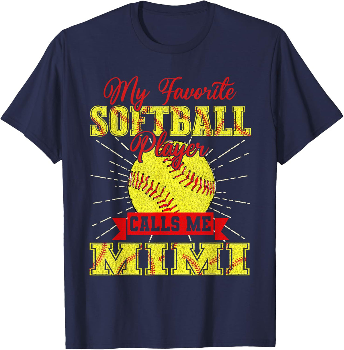 Softball My Favorite Softball Player Calls me Mimi T-Shirt - Navy Blue