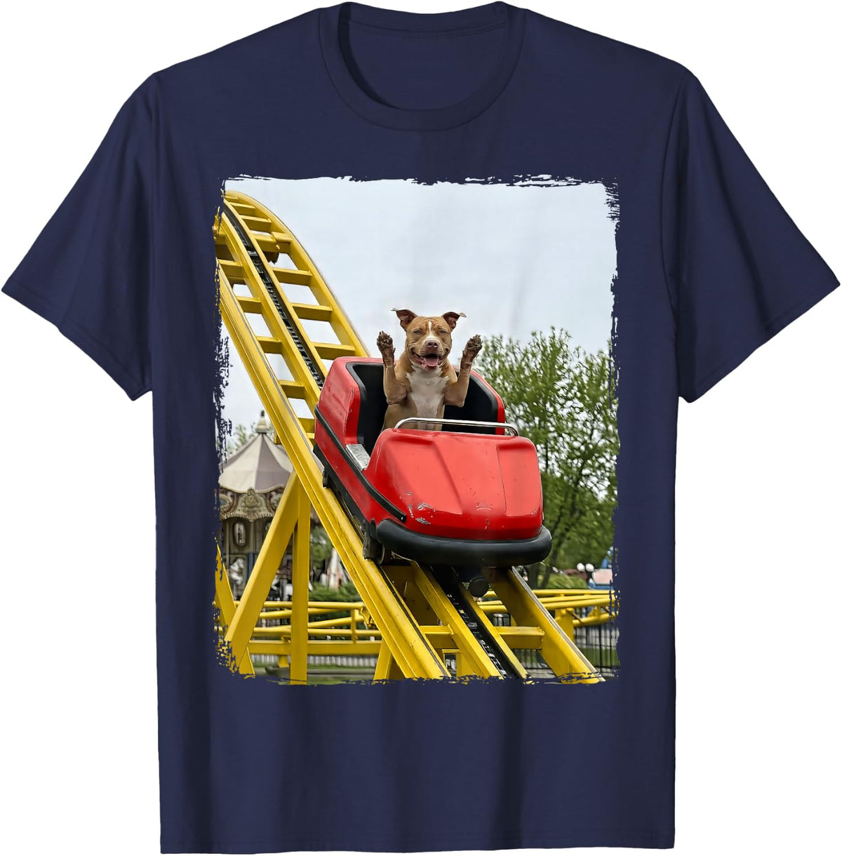 Pitbull Rollercoaster Pit Bull T-Shirt - Navy Blue