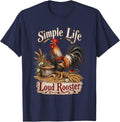 Chicken Lover Rooster Farm Life Simple Country Rustic T-Shirt - Navy Blue