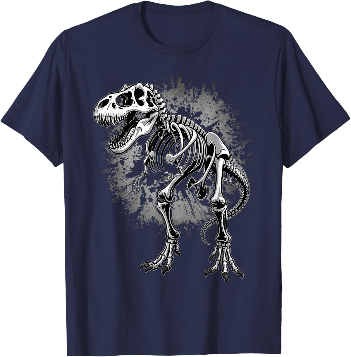 T-Rex Skeleton Dino Bones Paleontologist Fossil Dinosaur T-Shirt - Navy Blue