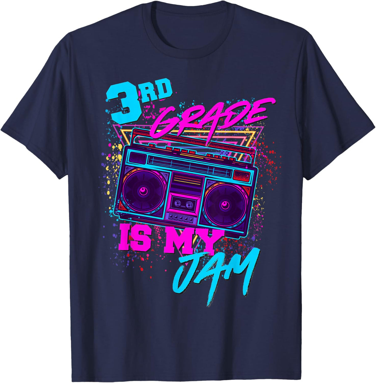 3rd Grade is My Jam Third Grade Tee 80s 1980s Retro T Shirts Teacher Student Back to School - Navy Blue