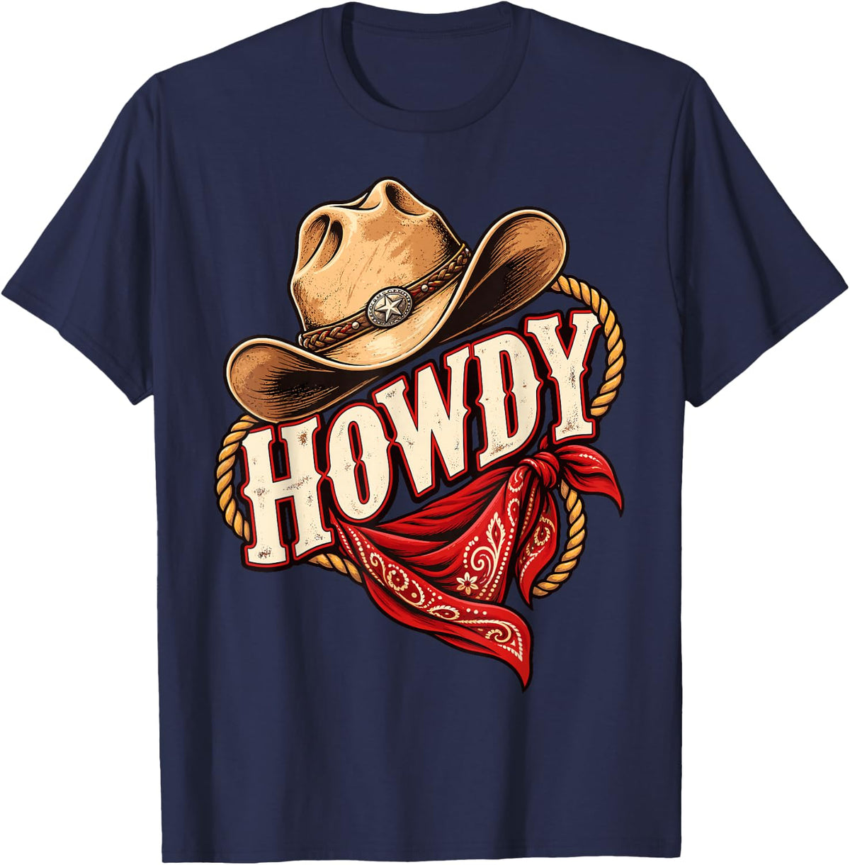Howdy Country Farm Art T-Shirt - Navy Blue