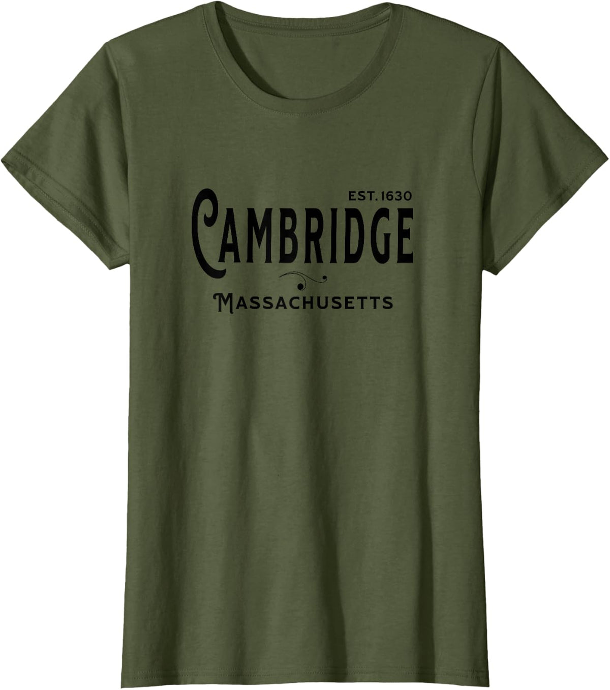 Vintage Merch MA Souvenir Visit Cambridge Massachusetts T-Shirt - Olive Green