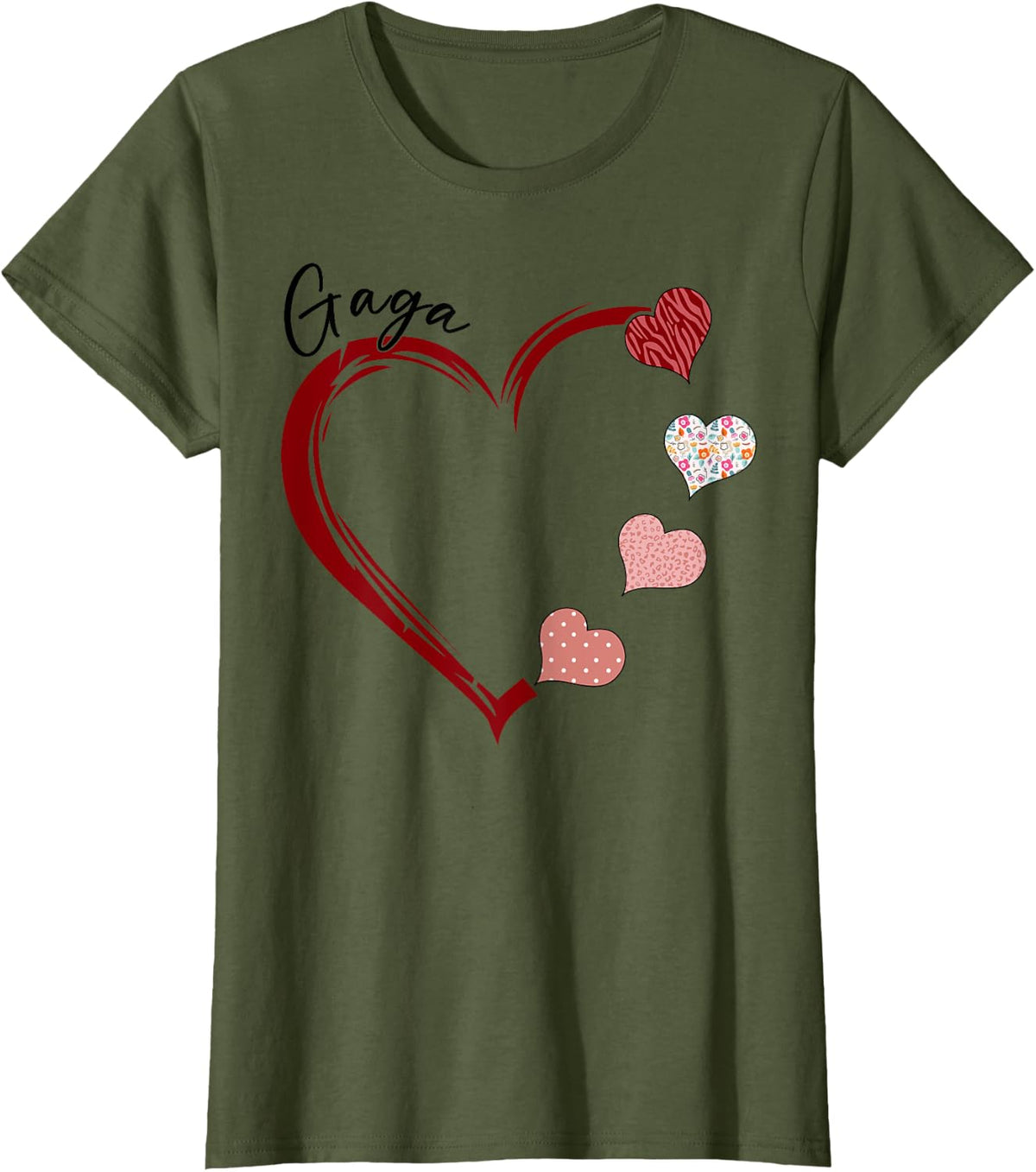 Gaga Shirt Colorful Heart Grandma Shirts Mothers Day T-Shirt - Olive Green
