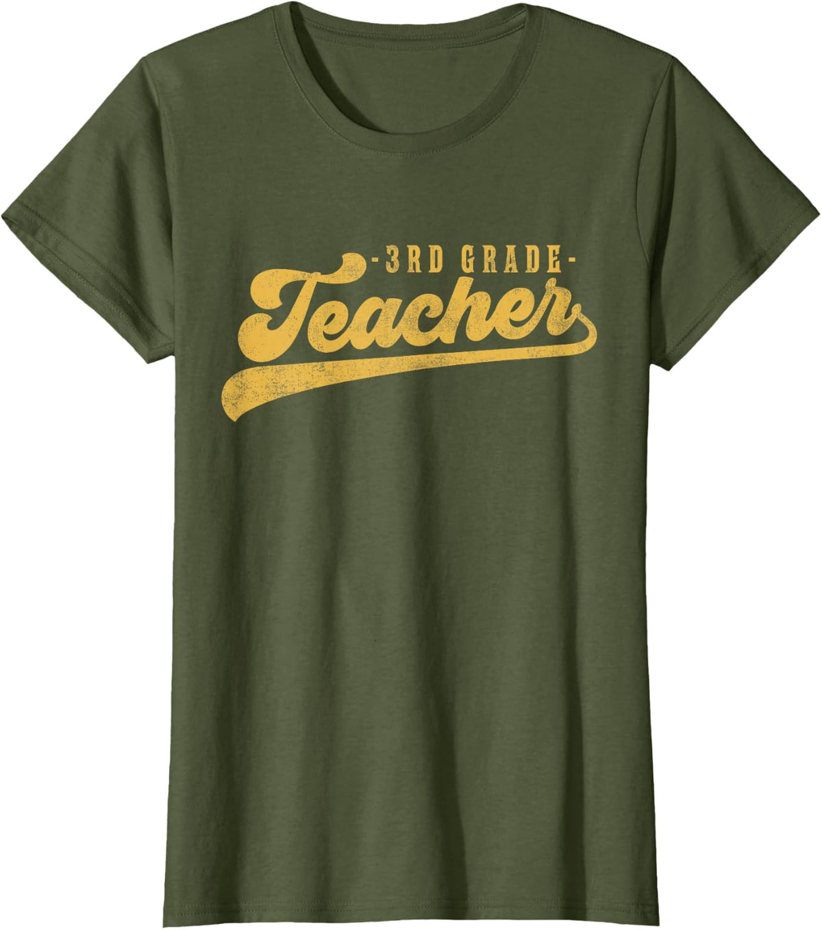3rd Grade Teacher Cute Vintage Graphic Third Grade Teacher T-Shirt - Olive Green