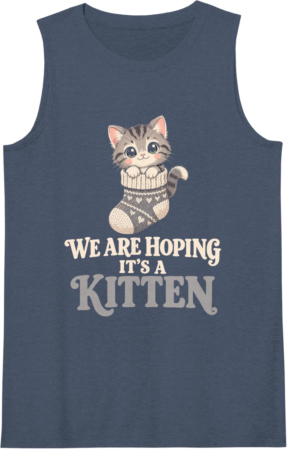 Women's Pregnancy Announcement - Kitten Sleeveless Tank Top - Navy Blue
