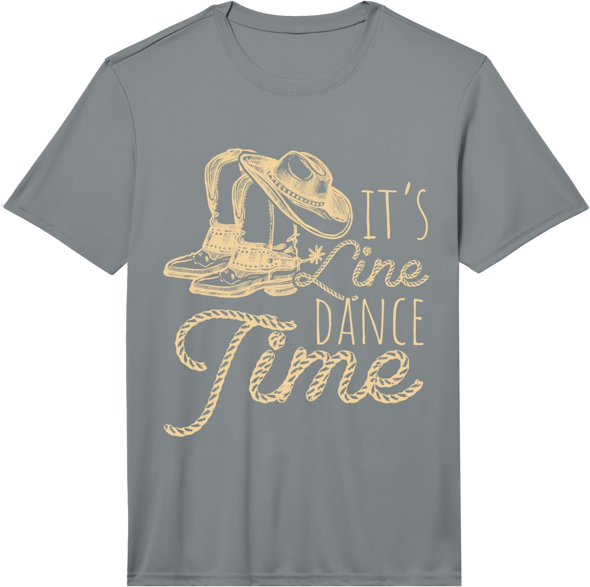 Mens It's Line Dance Time Line Dance, Western, Country Performance T-Shirt - Slate Grey