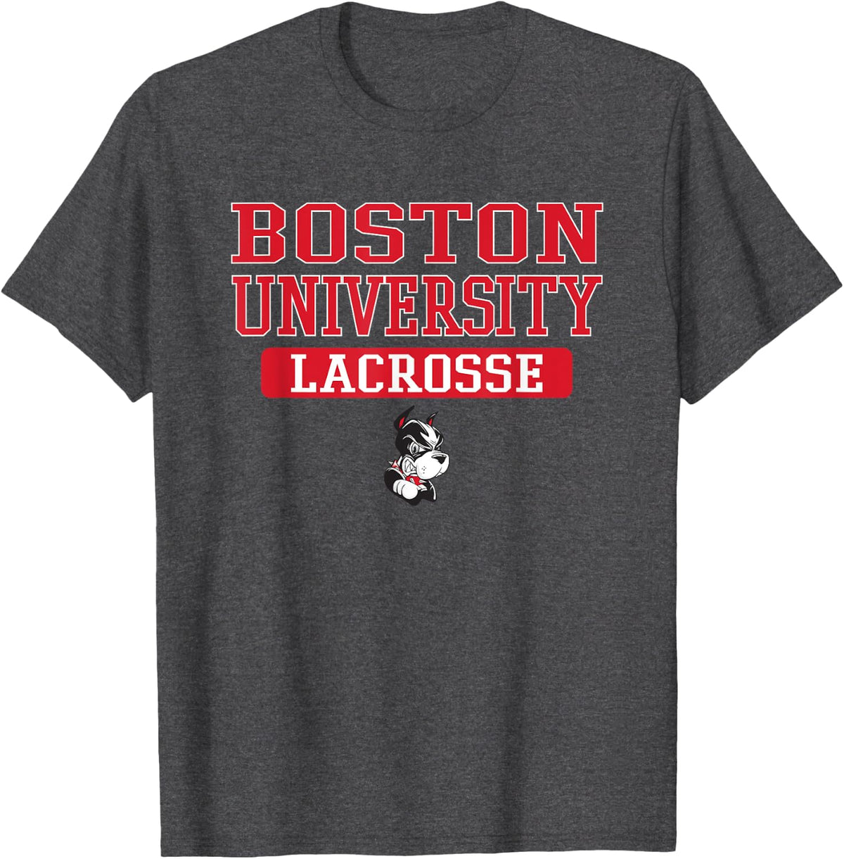 Boston Terriers Vintage Team Lacrosse - Neutral Boston U T-Shirt - Dark Heather Grey