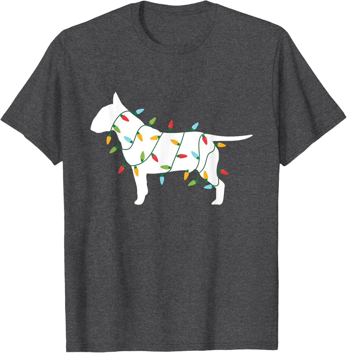 Christmas Lights Bull Terrier T Shirt Gifts for Dog Lovers Men Women Kids T-Shirt - Dark Heather Grey