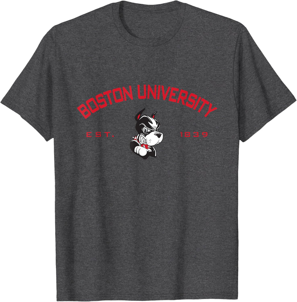 Boston Terriers Classic Arching Team - Neutral Boston U T-Shirt - Dark Heather Grey