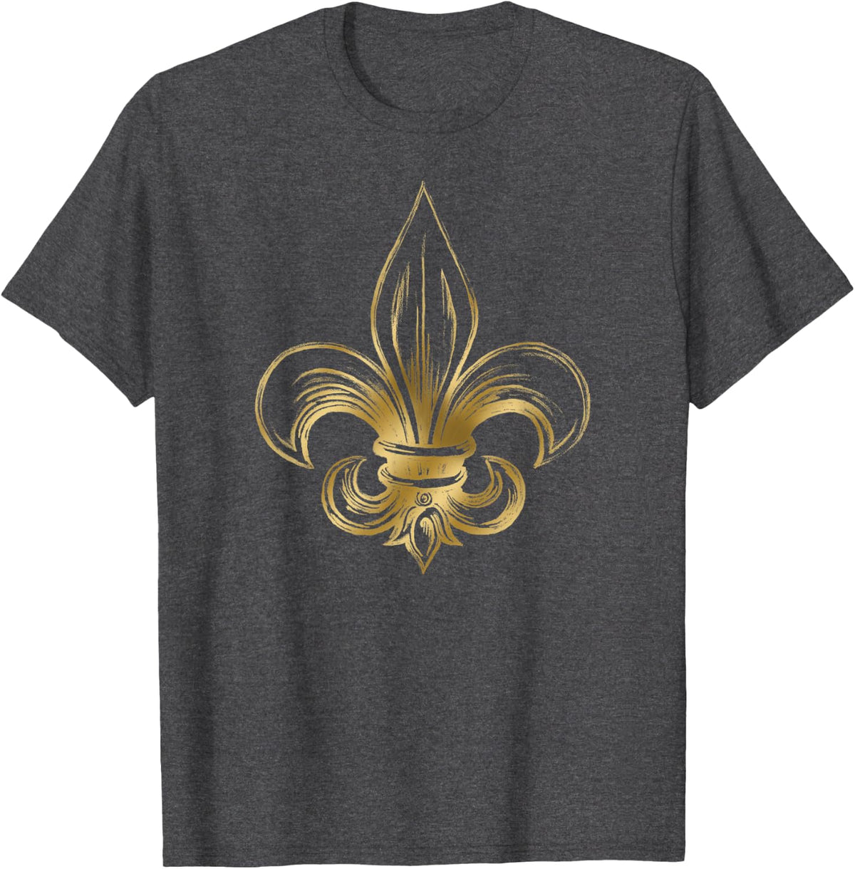 Fleur De Lis Vintage Illustration T-Shirt - Dark Heather Grey