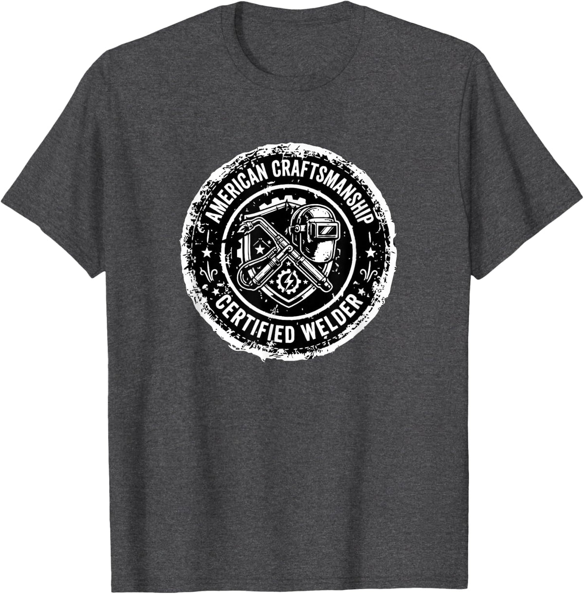 Certified Welder Crossed Torch Badge T-Shirt - Dark Heather Grey