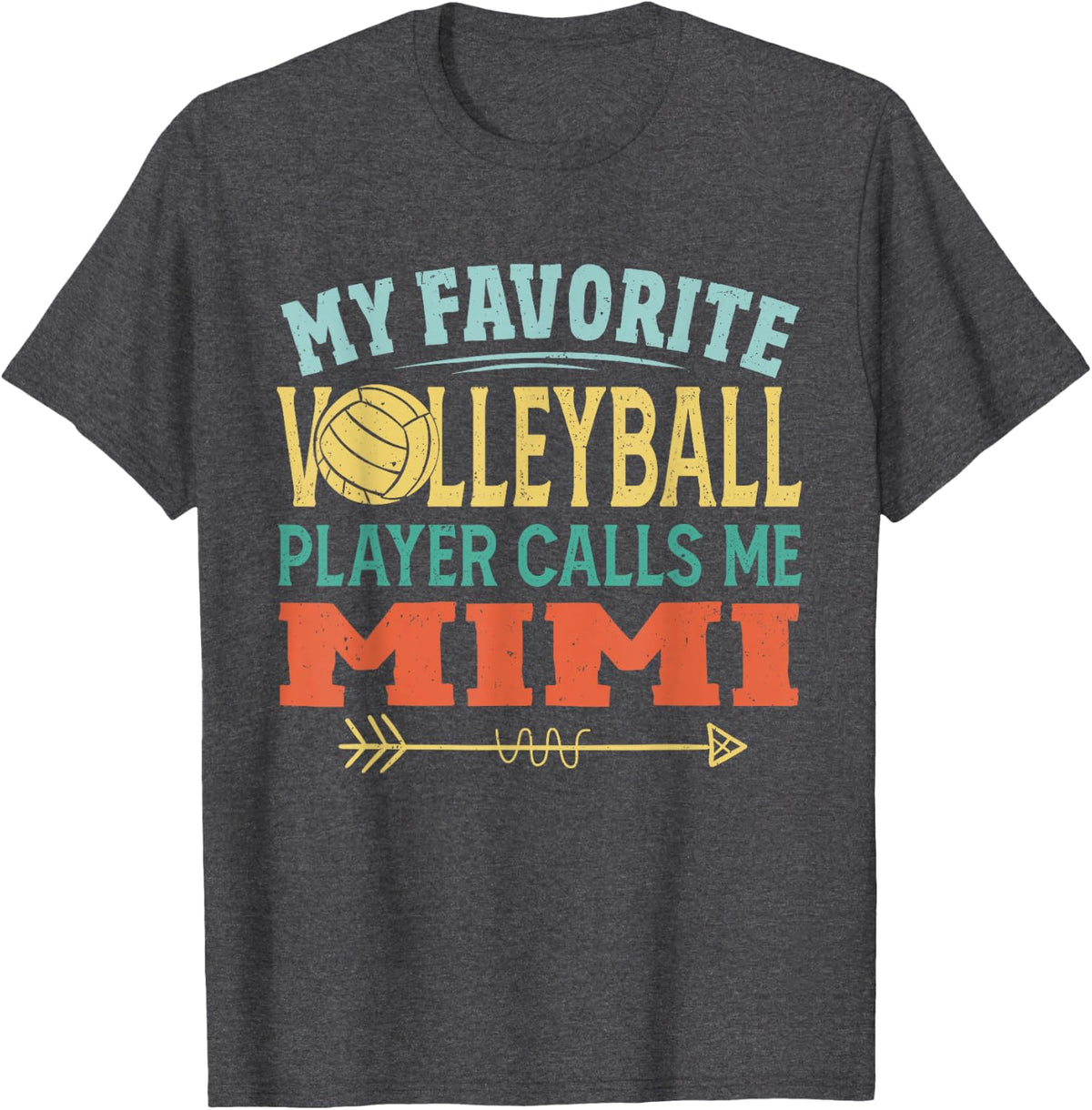 Vintage My Favorite Volleyball Player Calls Me Mimi T-Shirt - Dark Heather Grey