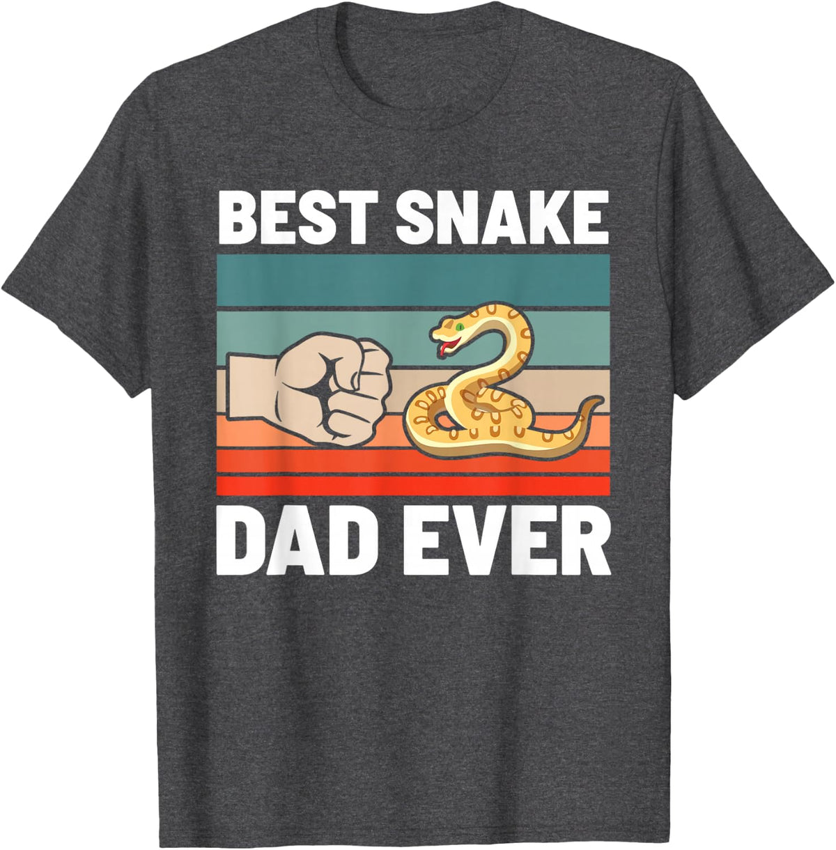 Best Snake Dad Ever Ball Python Owner Father's Day Retro T-Shirt - Dark Heather Grey