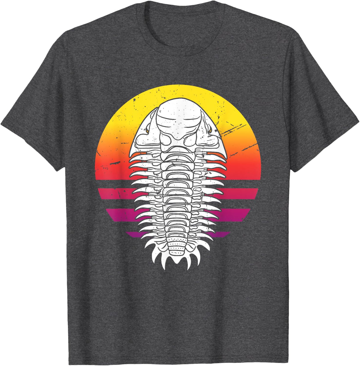Trilobite Silhouette Sunset Funny Paleontologist Geologist T-Shirt - Dark Heather Grey