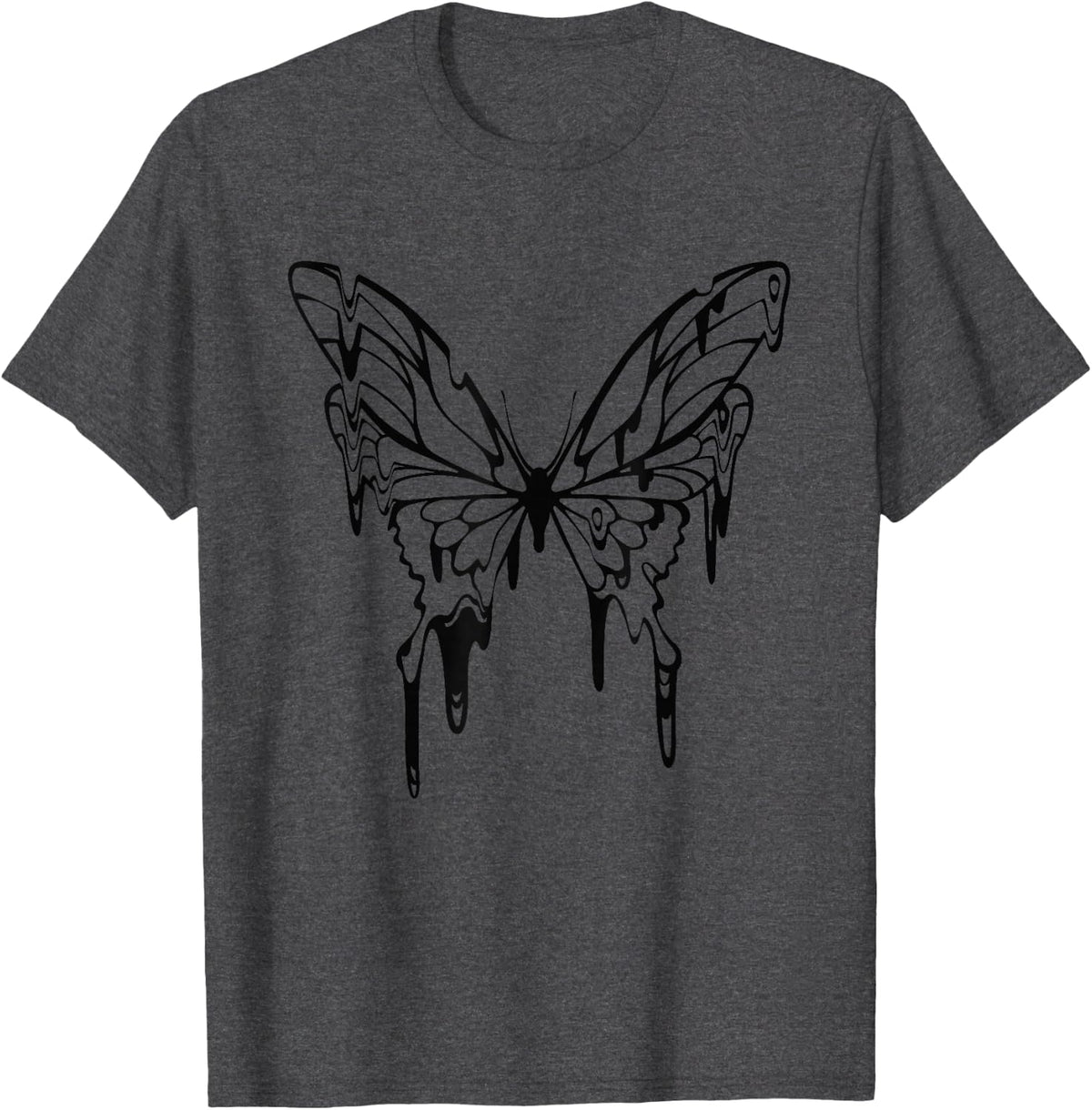Fairy Grunge Fairycore Goth Tattoo Style Melting Butterfly T-Shirt - Dark Heather Grey