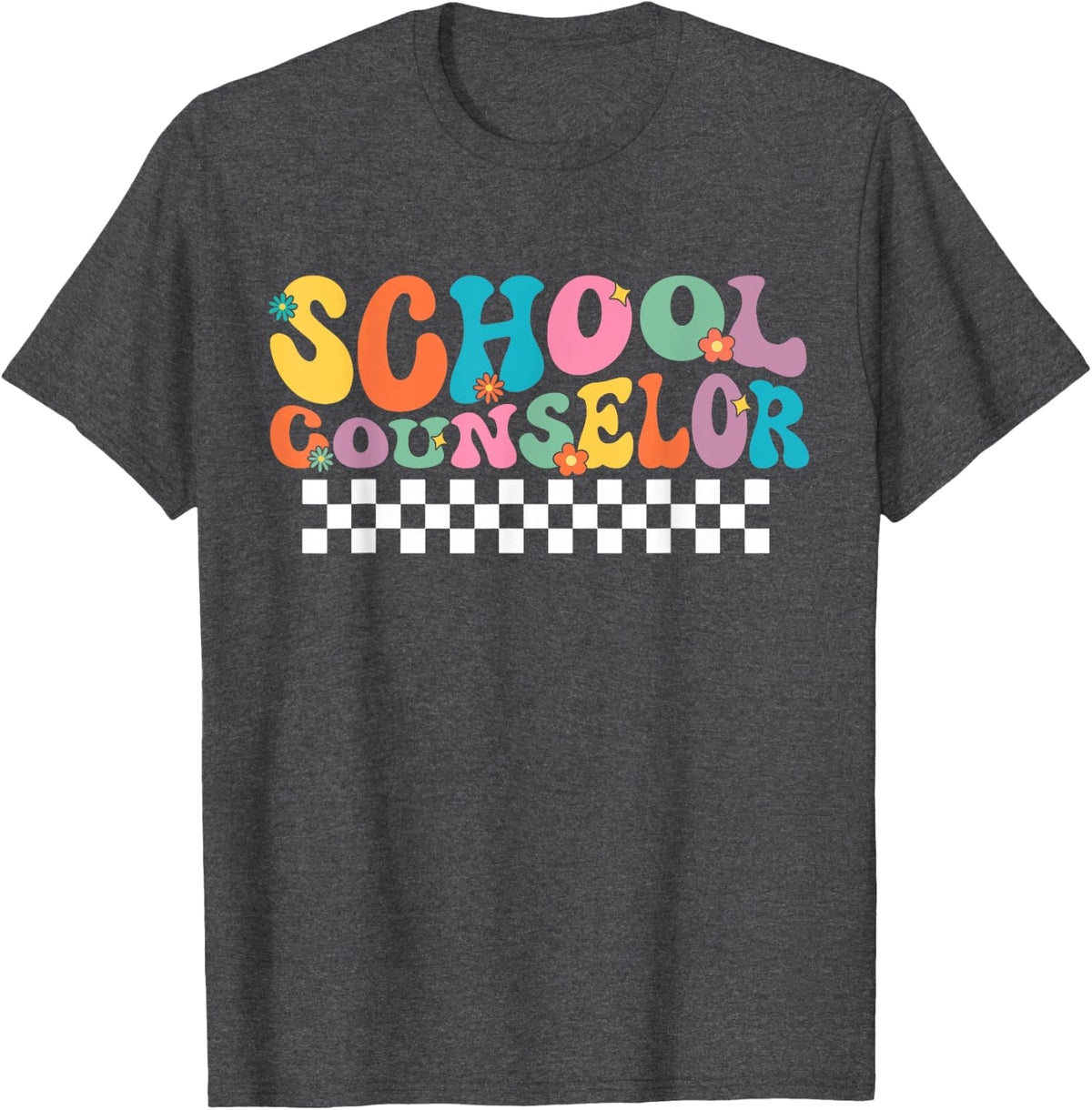 School Counselor Back To School Groovy Counseling T-Shirt - Dark Heather Grey