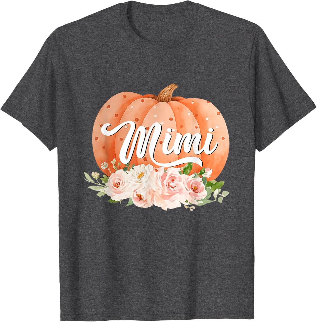 Mimi Pumpkin Fall Autumn Thanksgiving T-Shirt - Dark Heather Grey