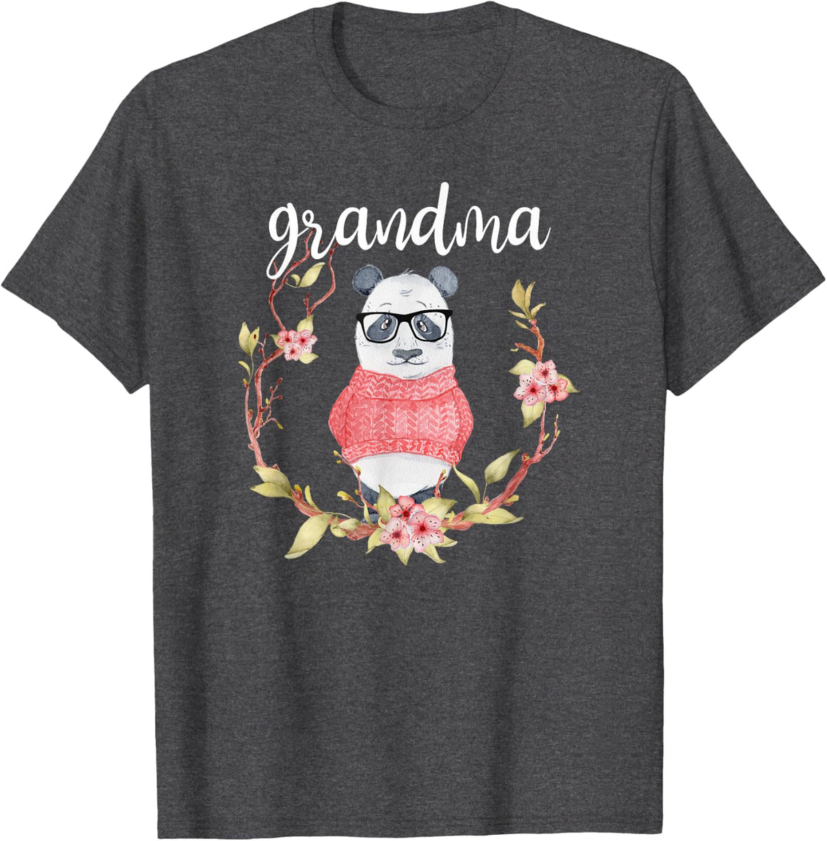 Grandma Panda Bear Nana Gift for Grandmom T-Shirt - Dark Heather Grey