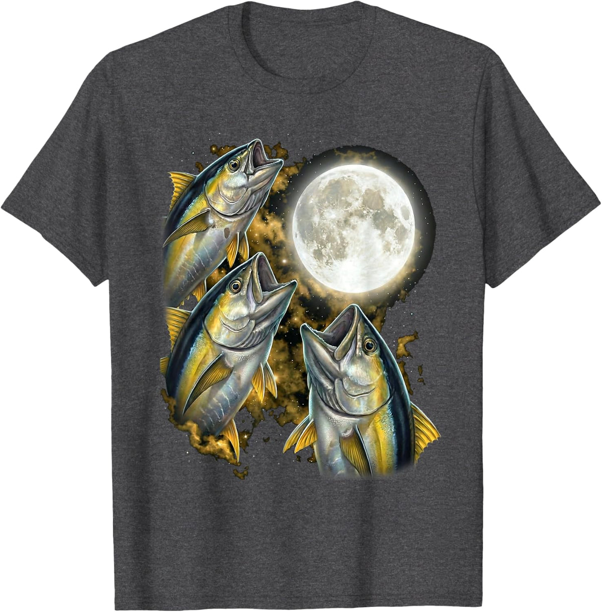 Howling Fish Yellow Fin Tuna Angling Graphic T-Shirt - Dark Heather Grey