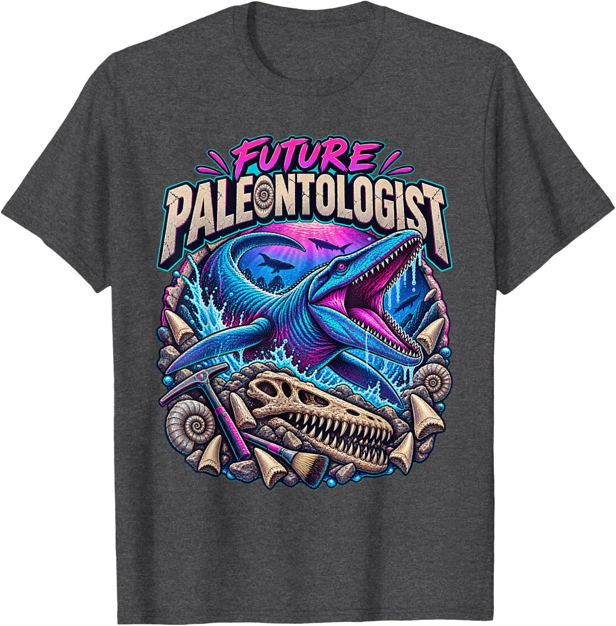 Mosasaurus Future Paleontologist T-Shirt - Dark Heather Grey
