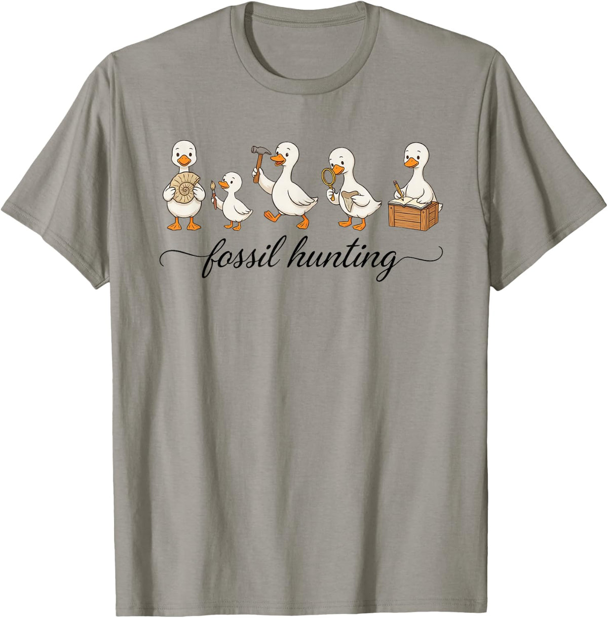 Fossil Hunting Paleontology Collector Hound Gathering T-Shirt - Slate Grey