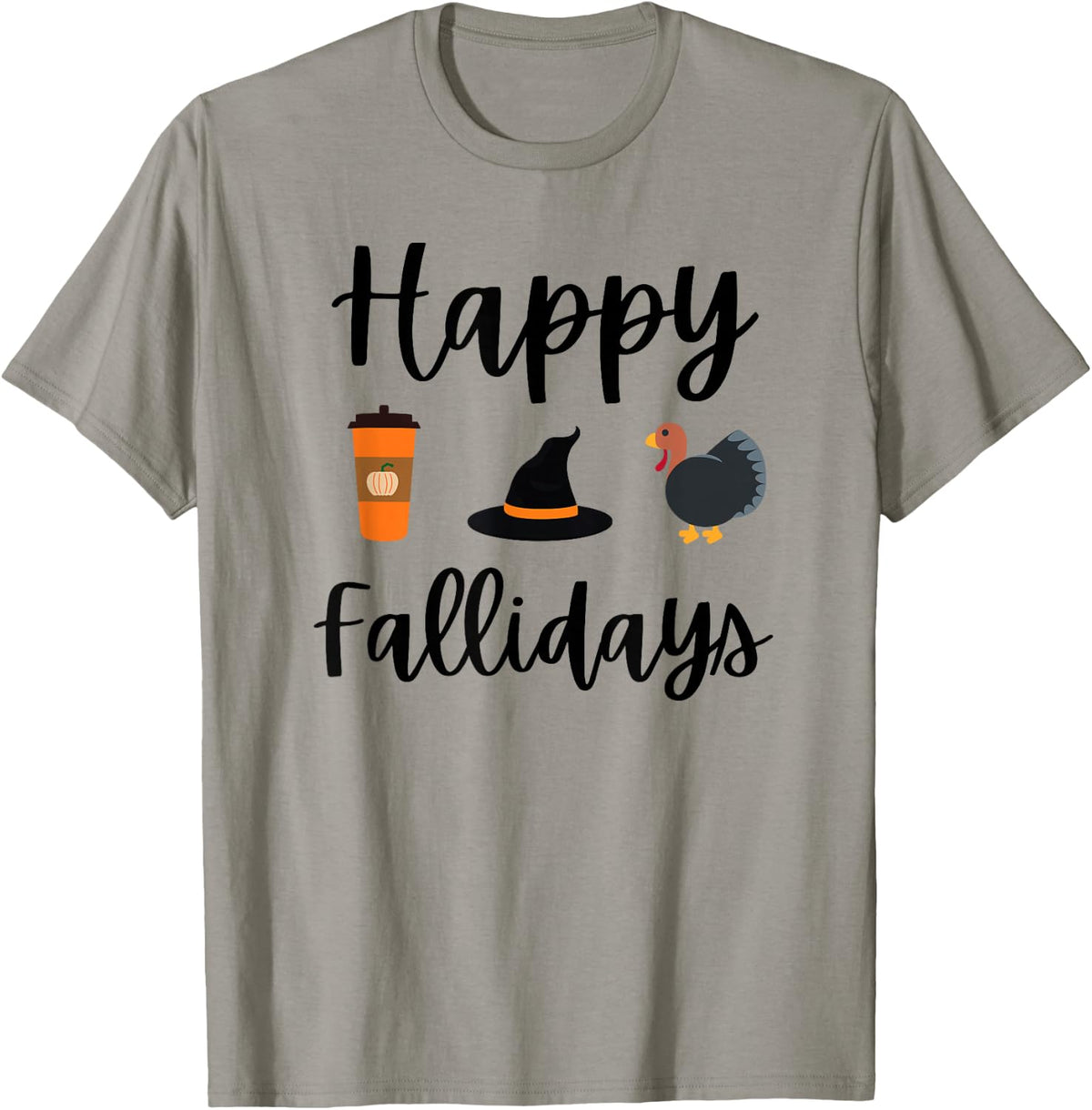 Cute Fall season Happy Fallidays Thanksgiving Halloween T-Shirt - Slate Grey