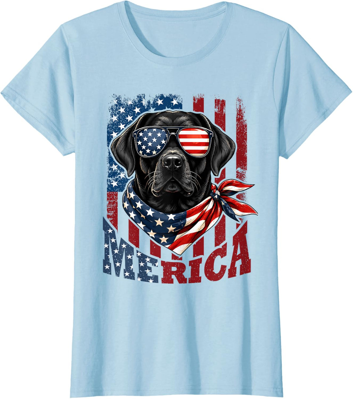 4th of July Labrador Retriever Dog Patriotic American Women T-Shirt - Baby Blue