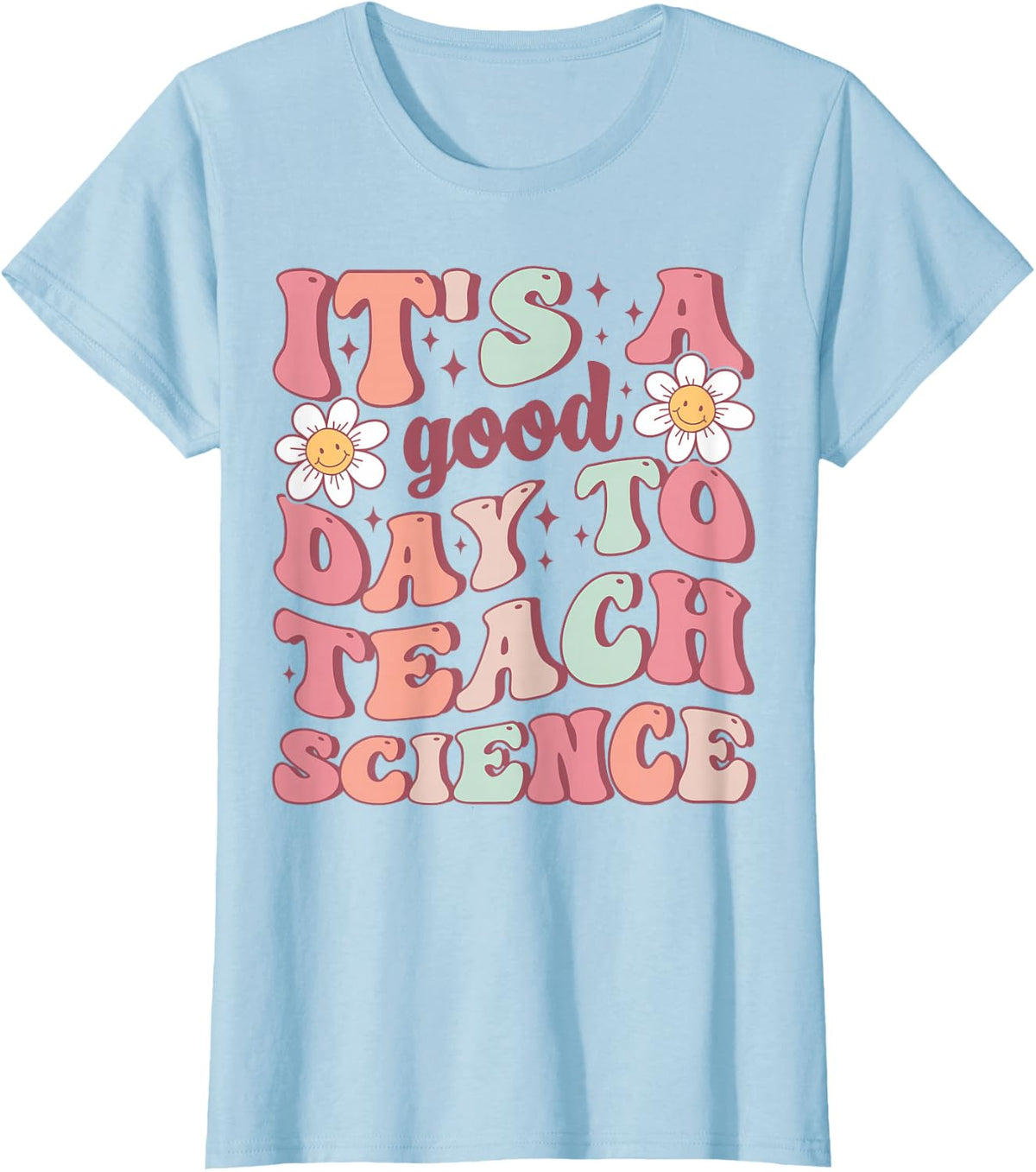 Hello Back to School Shirts For 1st Day of School White Unisex-Adult Retro-Floral Teacher T-Shirt Small - Baby Blue
