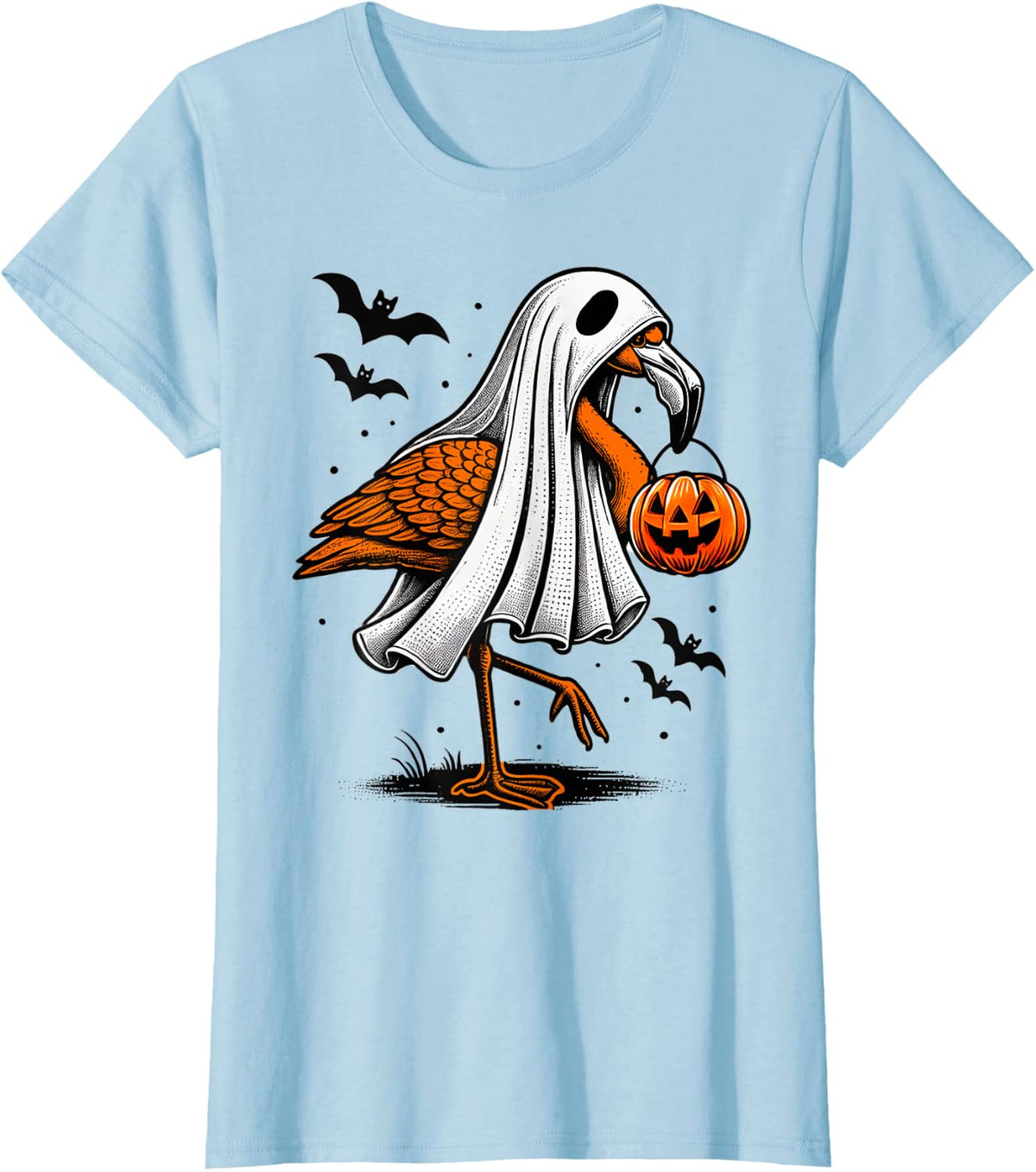 Spooky Bird Horror T-Shirt - Baby Blue