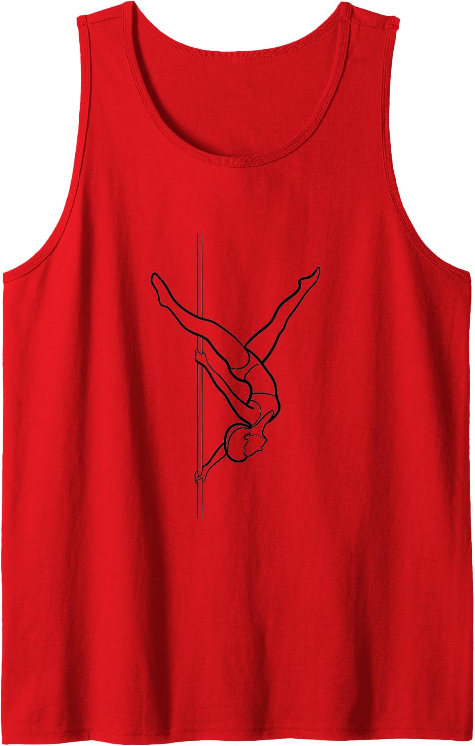 Minimalist Pole Dance Art One Line Drawing Inverted Dancer Sleeveless Tank Top - Red