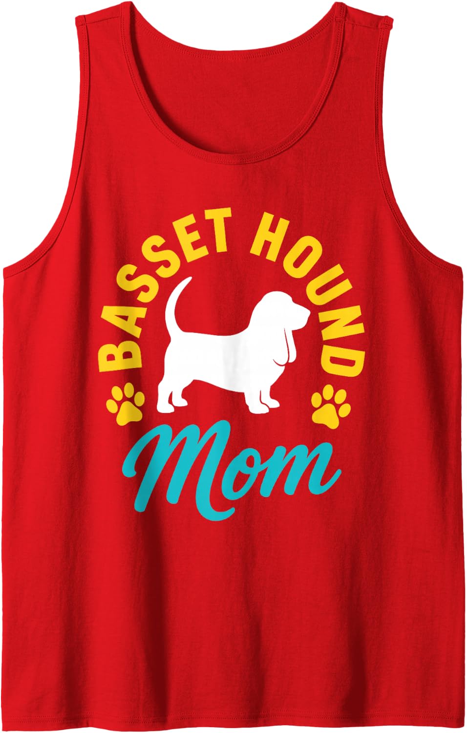 Basset Hound Mom Art for Women Girls Mama Basset Hound Mom Sleeveless Tank Top - Red