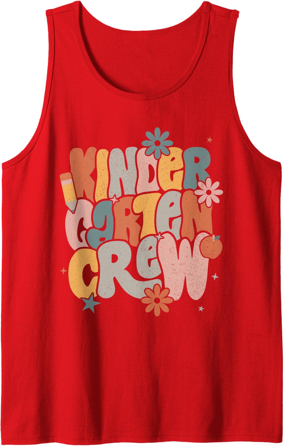 Back to School Kindergarten Crew Tshirt Kinder Teacher Sleeveless Tank Top - Red