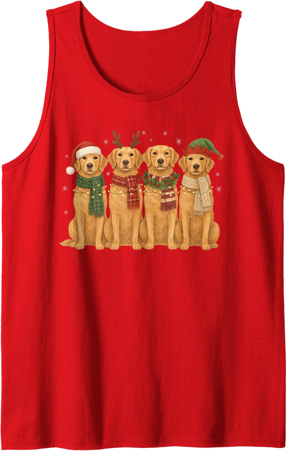 Funny Golden Retriever Christmas Friends Scarves Dog Mom Dad Sleeveless Tank Top - Red
